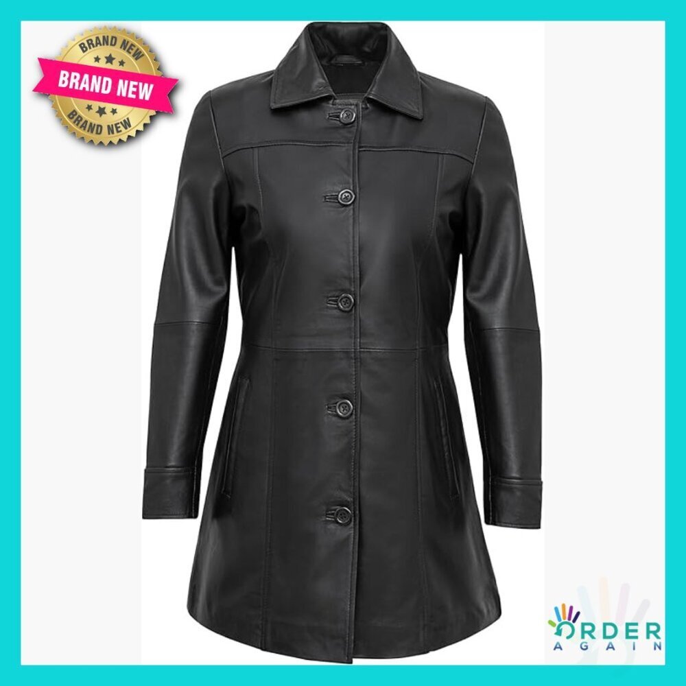 Vintage Style Leather Car Coat Classic Turn Down Collar Elegant Outerwear